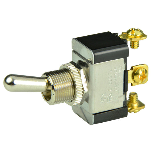 BEP SPDT Chrome Plated Toggle Switch - ON/OFF/(ON) [1002015]